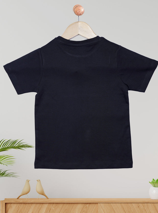 Half Sleeve Boys Black Tshirt with Jeep Print