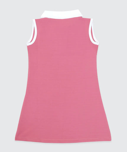 A line sleeveless Girls dress Pink Waffle Weave