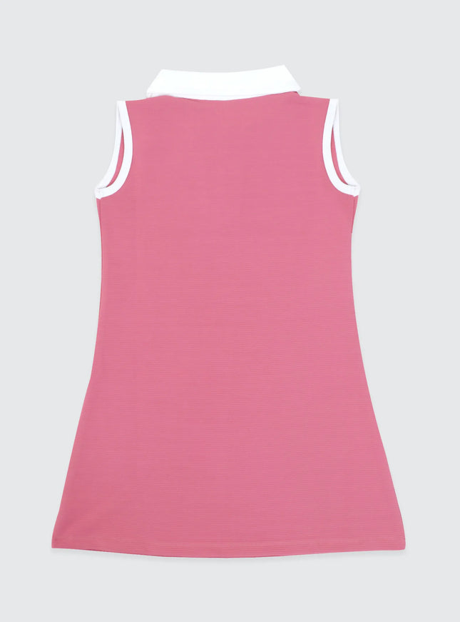 A line sleeveless Girls dress Pink Waffle Weave