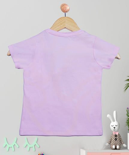 Half Sleeve Girls Pink Tshirt with Nail Print