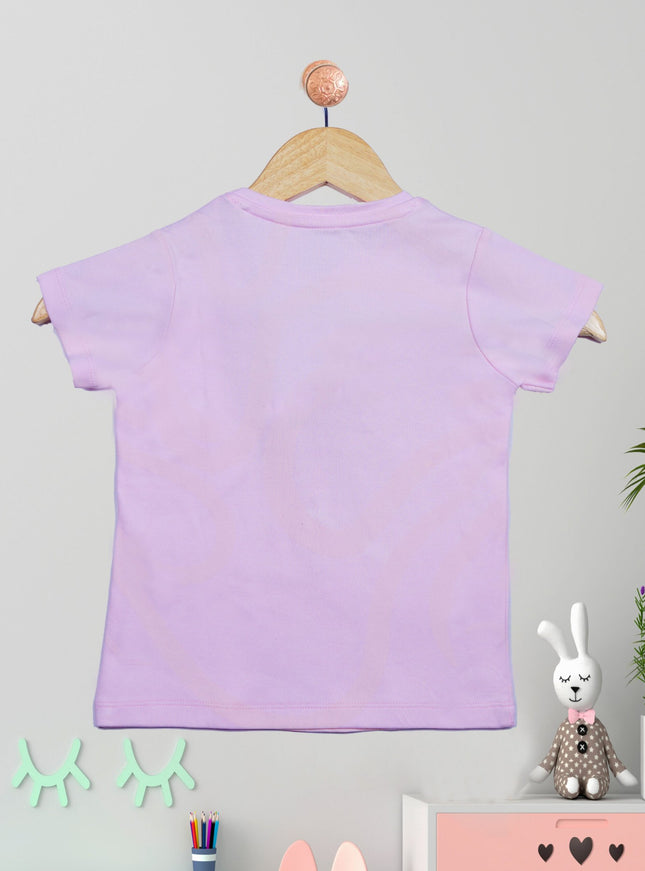 Half Sleeve Girls Pink Tshirt with Nail Print