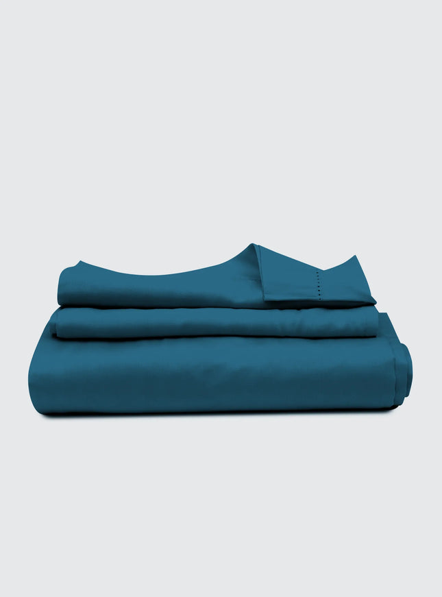 Blue bedsheet with pillowcase