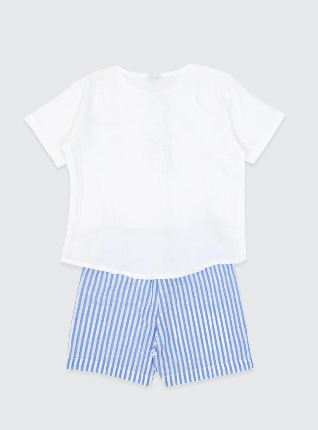 Boys White shirt and blue short set