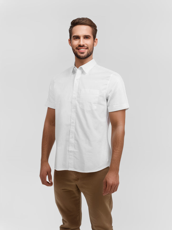 Cotton Shirt – White – half sleeve