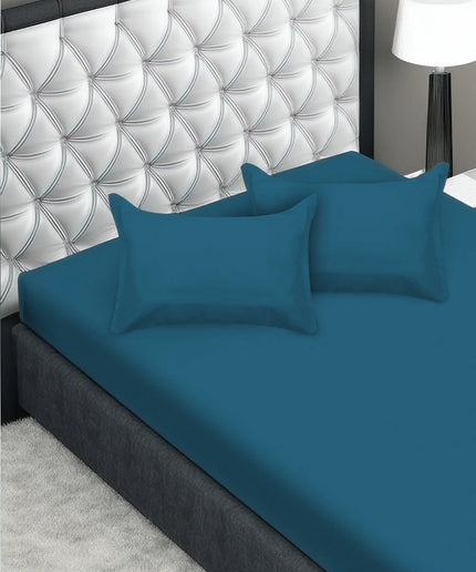 Blue bedsheet with pillowcase