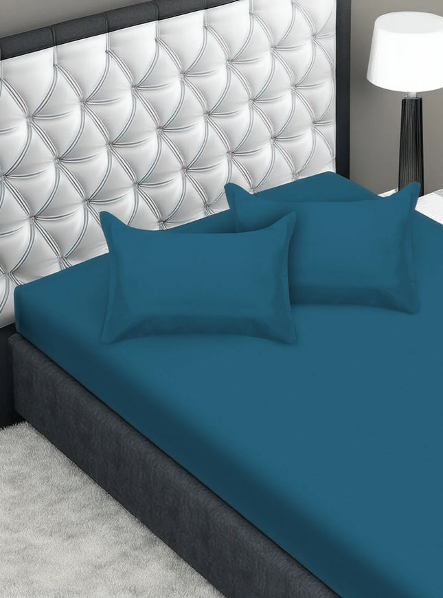 Blue bedsheet with pillowcase