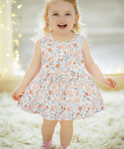 Floral Orange Crinkle Dress