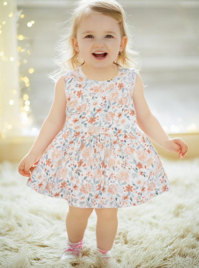 Floral Orange Crinkle Dress