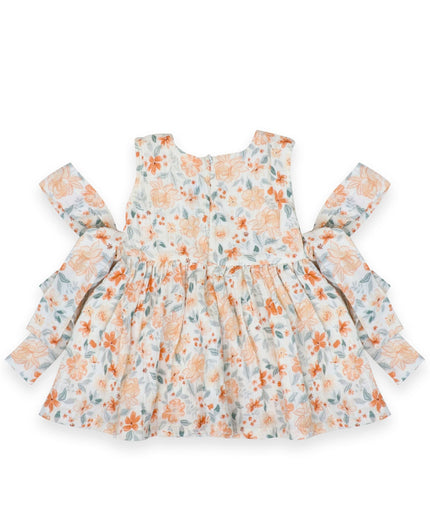 Floral Orange Crinkle Dress