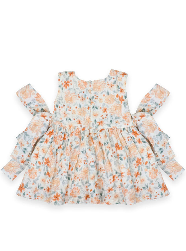 Floral Orange Crinkle Dress