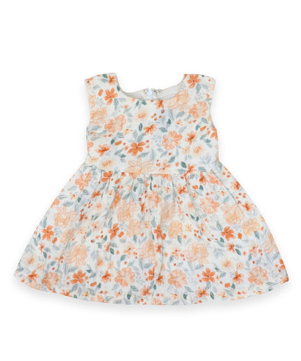 Floral Orange Crinkle Dress