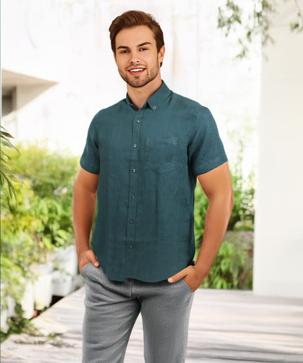 Linen Shirt – Dark Green