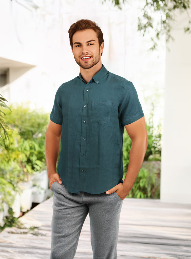 Linen Shirt – Dark Green