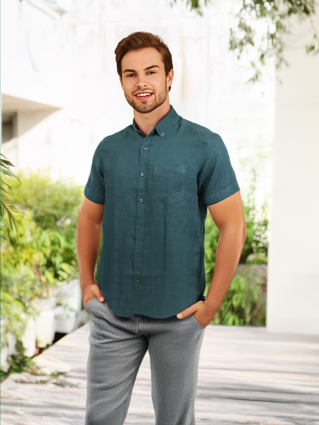 Linen Shirt – Dark Green