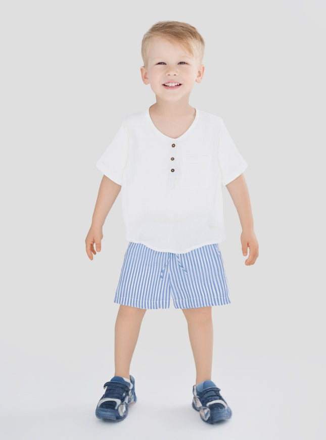 Boys White shirt and blue short set