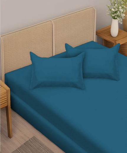 Blue bedsheet with pillowcase