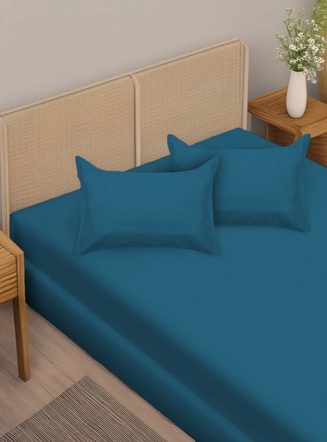 Blue bedsheet with pillowcase